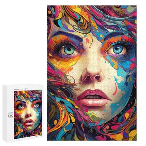 1000 teiliges Puzzle buntes psychedelisches Gesicht Puzzle für Erwachsene Holz Familienspiel 75 x 50 cm 1000 teiliges Puzzle buntes psychedelisches Gesicht Puzzle für Erwachsene Holz Familienspiel 75 x 50 cm von QSYFNBZL