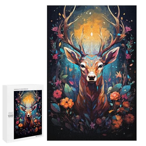 1000 teiliges Puzzle buntes psychedelisches Hirschtier für Erwachsene Holzpuzzle Familienspiele 75 x 50 cm 1000 teiliges Puzzle buntes psychedelisches Hirschtier für Erwachsene Holzpuzzle Familienspiele 75 x 50 cm von QSYFNBZL