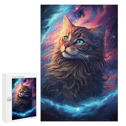 1000 teiliges Puzzle buntes psychedelisches Katzen Puzzle für Erwachsene Holzpuzzle Lernspiel 75 x 50 cm von QSYFNBZL