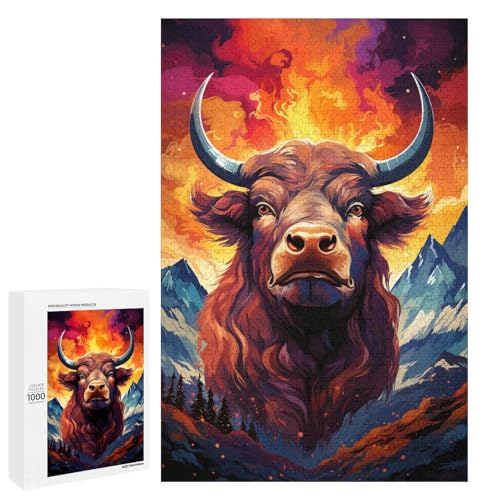 1000 teiliges Puzzle buntes psychedelisches Kuh Puzzle für Erwachsene Holzpuzzle Lernspiel 75 x 50 cm von QSYFNBZL