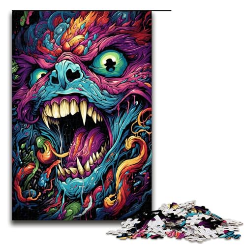 1000 teiliges Puzzle buntes psychedelisches Monster Puzzle für Erwachsene Holzpuzzle tolle Geschenke zu Weihnachten 75 x 50 cm von QSYFNBZL