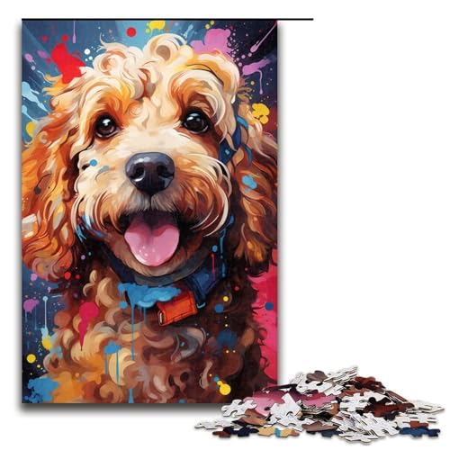 1000 teiliges Puzzle buntes psychedelisches Pudelgemälde für Erwachsene Holzpuzzle Familienspiele 75 x 50 cm von QSYFNBZL
