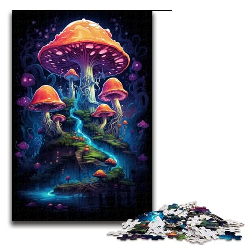 1000 teiliges Puzzle exotische Bunte Pilze Puzzle für Erwachsene Holzpuzzle Lernspiel 75 x 50 cm von QSYFNBZL