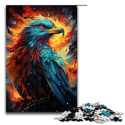 1000 teiliges Puzzle farbenfroh psychedelisch Regenbogenvogel Holzpuzzle Lernspiele Heimdekoration 75 x 50 cm von QSYFNBZL