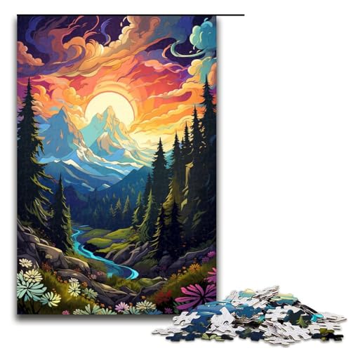 1000 teiliges Puzzle farbenfroh psychedelisch Sonnenuntergang Berge Puzzle für Erwachsene Holzpuzzle tolle Geschenke für Weihnachten 75 x 50 cm 1000 teiliges Puzzle farbenfroh psychedelisch Sonnenuntergang Berge Puzzle für Erwachsene Holzpuzzle tolle Geschenke für Weihnachten 75 x 50 cm von QSYFNBZL