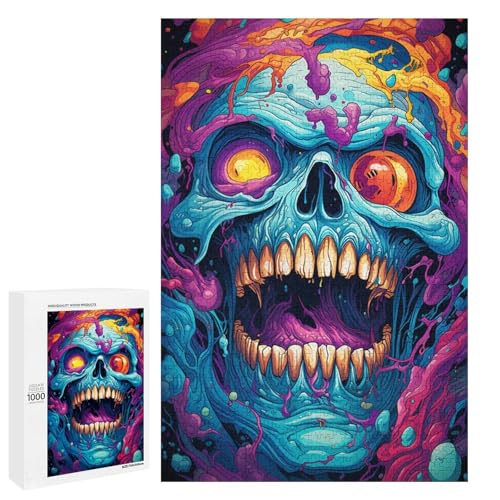 1000 teiliges Puzzle farbenfroh psychedelisch böses Monster Holzpuzzle Lernspiele Heimdekoration 75 x 50 cm von QSYFNBZL