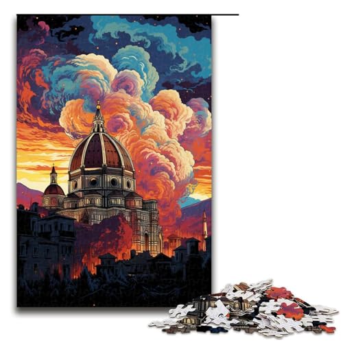 1000 teiliges Puzzle farbenfrohe Psychedelia der Kathedrale von Florenz Puzzle für Erwachsene Holz Familienspiel 75 x 50 cm von QSYFNBZL