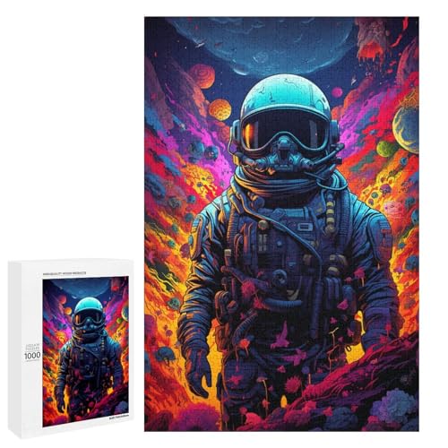 1000 teiliges Puzzle farbenfrohe Psychedelia des Weltraums Piratensoldaten Puzzle für Erwachsene Holzpuzzle Lernspiel 75 x 50 cm von QSYFNBZL