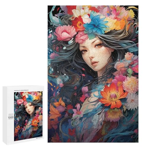 1000 teiliges Puzzle farbenfrohe Psychedelia eines hübschen Blumenmädchens Puzzle für Erwachsene Holz Familienspiel 75 x 50 cm 1000 teiliges Puzzle farbenfrohe Psychedelia eines hübschen Blumenmädchens Puzzle für Erwachsene Holz Familienspiel 75 x 50 cm von QSYFNBZL