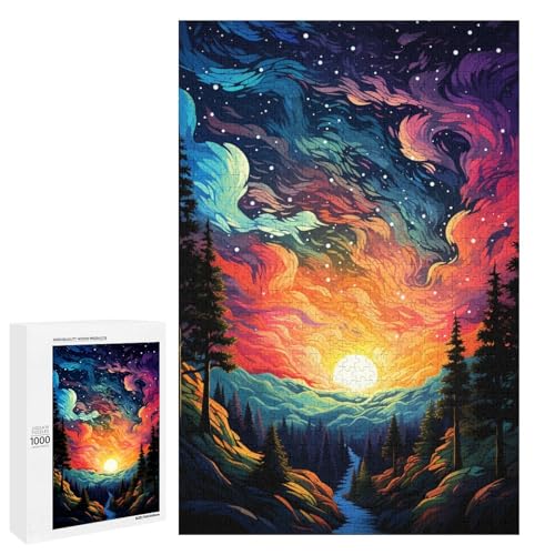 1000 teiliges Puzzle farbenfrohe Psychedelia leuchtender Sterne im Wald Holzpuzzle Lernspiele Heimdekoration 75 x 50 cm 1000 teiliges Puzzle farbenfrohe Psychedelia leuchtender Sterne im Wald Holzpuzzle Lernspiele Heimdekoration 75 x 50 cm von QSYFNBZL