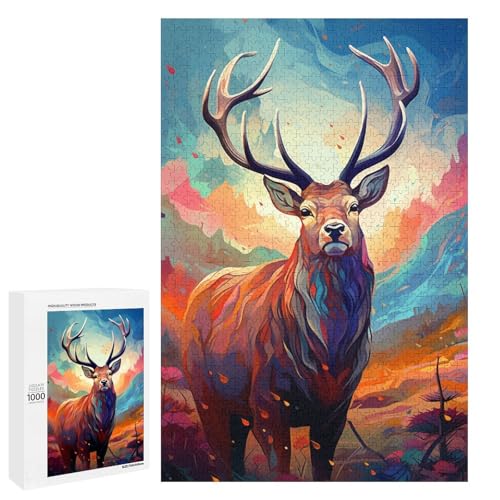 1000 teiliges Puzzle farbenfrohe psychedelische Elch Puzzles Holzpuzzles Lernspiele Heimdekoration 75 x 50 cm 1000 teiliges Puzzle farbenfrohe psychedelische Elch Puzzles Holzpuzzles Lernspiele Heimdekoration 75 x 50 cm von QSYFNBZL