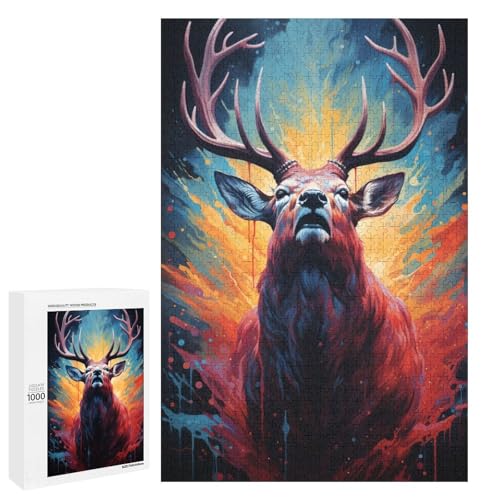 1000 teiliges Puzzle farbenfrohe psychedelische Elchkunst für Erwachsene Holzpuzzle Familienspiele 75 x 50 cm 1000 teiliges Puzzle farbenfrohe psychedelische Elchkunst für Erwachsene Holzpuzzle Familienspiele 75 x 50 cm von QSYFNBZL