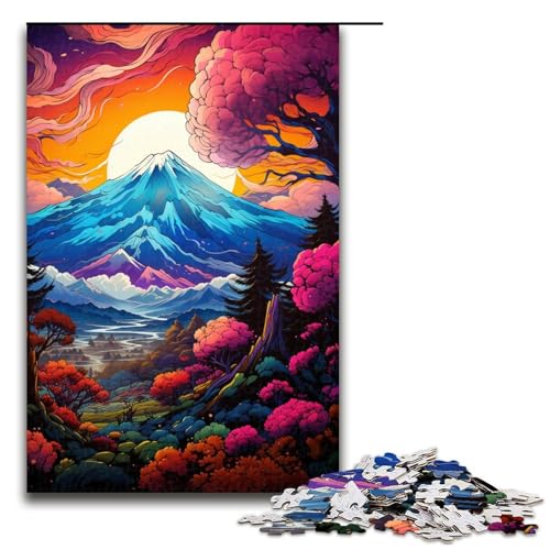 1000 teiliges Puzzle farbenfrohe psychedelische Landschaft des Fuji in Japan Puzzle für Erwachsene Holzpuzzle tolle Geschenke zu Weihnachten 75 x 50 cm 1000 teiliges Puzzle farbenfrohe psychedelische Landschaft des Fuji in Japan Puzzle für Erwachsene Holzpuzzle tolle Geschenke zu Weihnachten 75 x 50 cm von QSYFNBZL