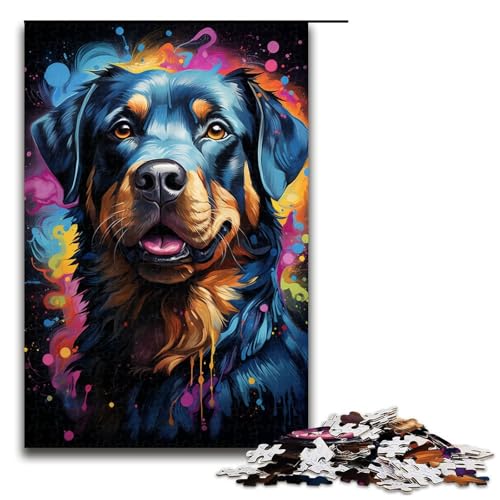 1000 teiliges Puzzle farbenfroher Psychedelischer Rottweiler für Erwachsene Holzpuzzle Familienspiele 75 x 50 cm 1000 teiliges Puzzle farbenfroher Psychedelischer Rottweiler für Erwachsene Holzpuzzle Familienspiele 75 x 50 cm von QSYFNBZL