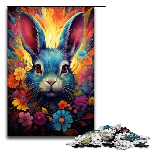 1000 teiliges Puzzle farbenfrohes psychedelisches Blumen Häschen Puzzle Holzpuzzle Lernspiele Heimdekoration 75 x 50 cm 1000 teiliges Puzzle farbenfrohes psychedelisches Blumen Häschen Puzzle Holzpuzzle Lernspiele Heimdekoration 75 x 50 cm von QSYFNBZL