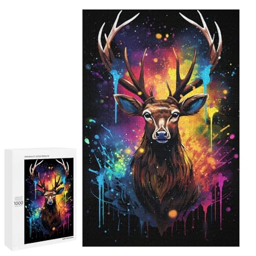 1000 teiliges Puzzle farbenfrohes psychedelisches Elch Kunst Puzzle für Erwachsene Holzpuzzle Lernspiel 75 x 50 cm 1000 teiliges Puzzle farbenfrohes psychedelisches Elch Kunst Puzzle für Erwachsene Holzpuzzle Lernspiel 75 x 50 cm von QSYFNBZL