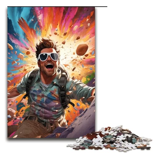 1000 teiliges Puzzle farbenfrohes psychedelisches Fallschirmspringen für Erwachsene Holzpuzzle Familienspiele 75 x 50 cm von QSYFNBZL