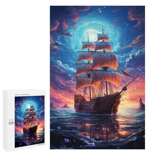 1000 teiliges Puzzle farbenfrohes psychedelisches Fantasy Piratenschiff für Erwachsene Holzpuzzle Familienspiele 75 x 50 cm 1000 teiliges Puzzle farbenfrohes psychedelisches Fantasy Piratenschiff für Erwachsene Holzpuzzle Familienspiele 75 x 50 cm von QSYFNBZL