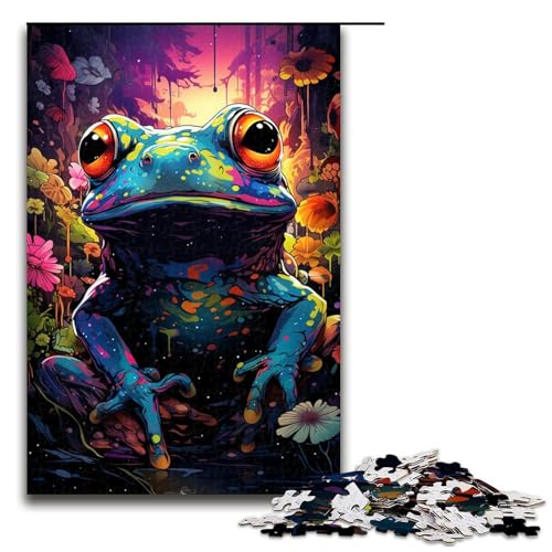 1000 teiliges Puzzle farbenfrohes psychedelisches Frosch Puzzle Holzpuzzle Lernspiele Heimdekoration 75 x 50 cm von QSYFNBZL