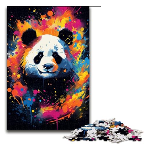 1000 teiliges Puzzle farbenfrohes psychedelisches Gemälde Panda Puzzle für Erwachsene Holzpuzzle Lernspiel 75 x 50 cm von QSYFNBZL