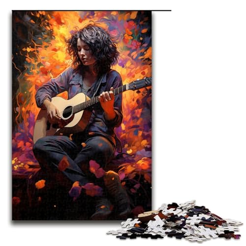 1000 teiliges Puzzle farbenfrohes psychedelisches Gitarristen Puzzle Holzpuzzle Lernspiele Heimdekoration 75 x 50 cm von QSYFNBZL