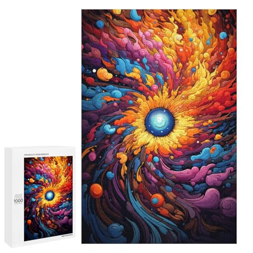 1000 teiliges Puzzle farbenfrohes psychedelisches Kunst Puzzle für Erwachsene Holzpuzzle Lernspiel 75 x 50 cm von QSYFNBZL