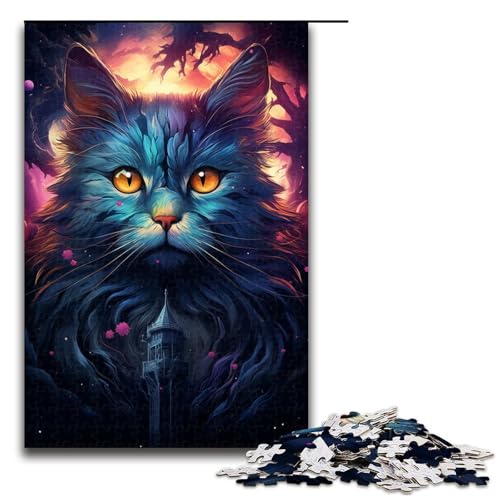 1000 teiliges Puzzle farbenfrohes psychedelisches Mystery Katzen Puzzle für Erwachsene Holzpuzzle Lernspiel 75 x 50 cm 1000 teiliges Puzzle farbenfrohes psychedelisches Mystery Katzen Puzzle für Erwachsene Holzpuzzle Lernspiel 75 x 50 cm von QSYFNBZL