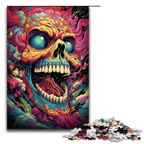 1000 teiliges Puzzle farbenfrohes psychedelisches Totenkopf Puzzle für Erwachsene Holzpuzzle Lernspiel 75 x 50 cm 1000 teiliges Puzzle farbenfrohes psychedelisches Totenkopf Puzzle für Erwachsene Holzpuzzle Lernspiel 75 x 50 cm von QSYFNBZL