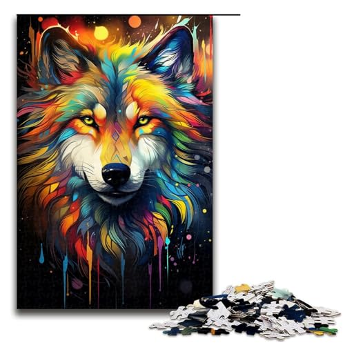 1000 teiliges Puzzle farbenfrohes psychedelisches Wolf Puzzle für Erwachsene Holzpuzzle Lernspiel 75 x 50 cm 1000 teiliges Puzzle farbenfrohes psychedelisches Wolf Puzzle für Erwachsene Holzpuzzle Lernspiel 75 x 50 cm von QSYFNBZL