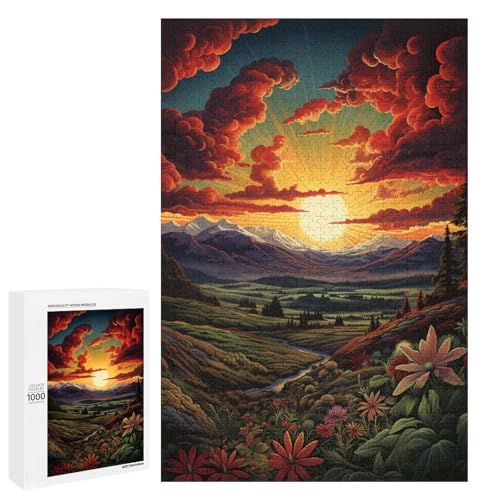 1000 teiliges Puzzle farbenfrohes psychedelisches Wüstensonnenuntergangs Puzzle für Erwachsene Holzpuzzle Lernspiel 75 x 50 cm von QSYFNBZL