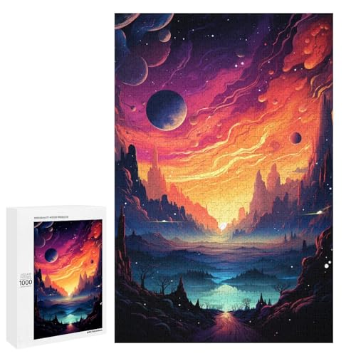 1000 teiliges Puzzle farbenfrohes psychedelisches verträumtes Galaxie Puzzle für Erwachsene Holzpuzzle Lernspiel 75 x 50 cm von QSYFNBZL
