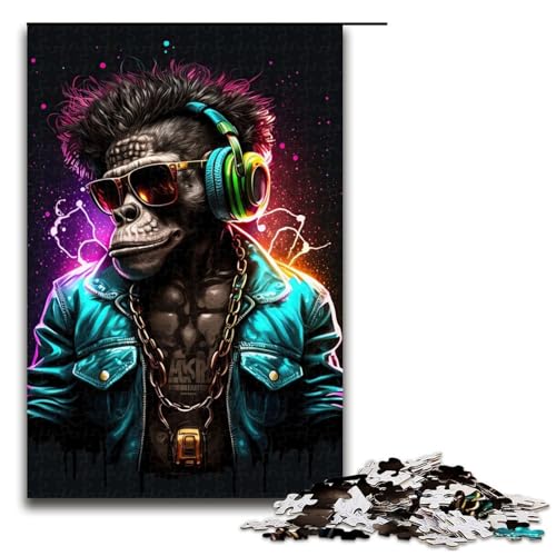 1000 teiliges Puzzle für Erwachsene Affen Kopfhörer DJ Musik Puzzle Wanddekoration geeignet für die Schreibtischdekoration 75 x 50 cm 1000 teiliges Puzzle für Erwachsene Affen Kopfhörer DJ Musik Puzzle Wanddekoration geeignet für die Schreibtischdekoration 75 x 50 cm von QSYFNBZL