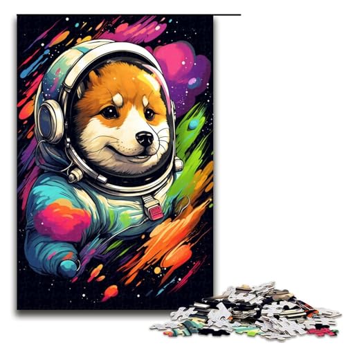 1000 teiliges Puzzle für Erwachsene Astronaut Shiba Inu Baby von SplattersLots Dickes farbenfrohes Lernpuzzle Lernspiel für Geburtstag und Weihnachten 75 x 50 cm von QSYFNBZL