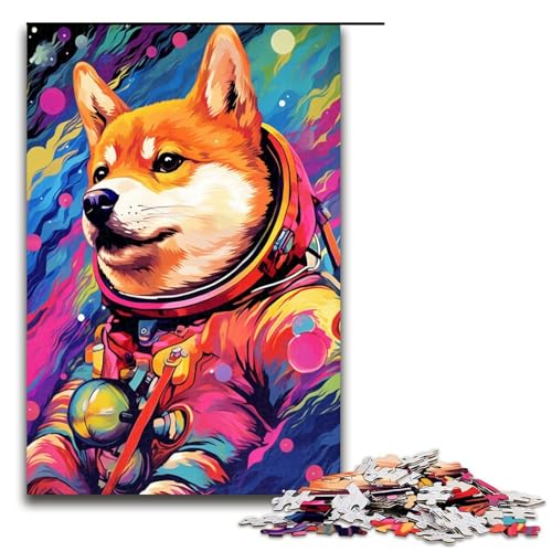 1000 teiliges Puzzle für Erwachsene Astronaut Shiba Inu von Splatters Viele Dicke Bunte Puzzles Geburtstagsgeschenk für Teenager ab 14 Jahren 75 x 50 cm von QSYFNBZL
