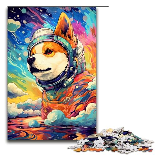1000 teiliges Puzzle für Erwachsene Astronaut Shiba Inu von SplattersLots Dickes Farbpuzzle Wanddekoration Stressabbau 75 x 50 cm von QSYFNBZL