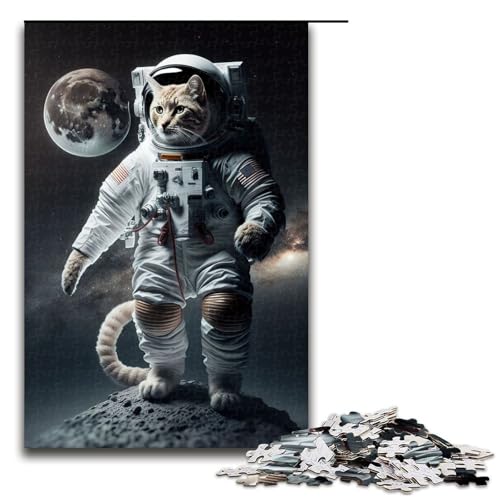 1000 teiliges Puzzle für Erwachsene Astronautenkatze im Weltraum Puzzle für Lernspiele Herausforderung Spielzeug Kunstwerk Geschenk 75 x 50 cm von QSYFNBZL