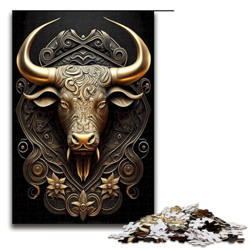 1000 teiliges Puzzle für Erwachsene Bär goldenes Art Deco Puzzle für Kinder Holzpuzzle Lernspiel für Erwachsene 75 x 50 cm von QSYFNBZL