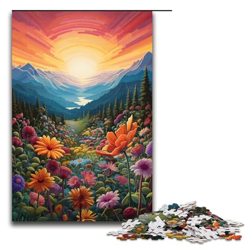 1000 teiliges Puzzle für Erwachsene Berge und Wildblumen bei Sonnenuntergang Puzzle für Kinder Holzpuzzle Lernspiel für Erwachsene 75 x 50 cm 1000 teiliges Puzzle für Erwachsene Berge und Wildblumen bei Sonnenuntergang Puzzle für Kinder Holzpuzzle Lernspiel für Erwachsene 75 x 50 cm von QSYFNBZL