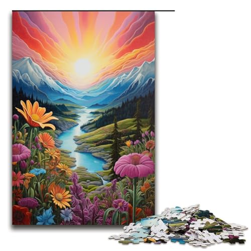 1000 teiliges Puzzle für Erwachsene Berge und Wildblumen bei Sonnenuntergang Spielpuzzles ganze Familie 75 x 50 cm 1000 teiliges Puzzle für Erwachsene Berge und Wildblumen bei Sonnenuntergang Spielpuzzles ganze Familie 75 x 50 cm von QSYFNBZL