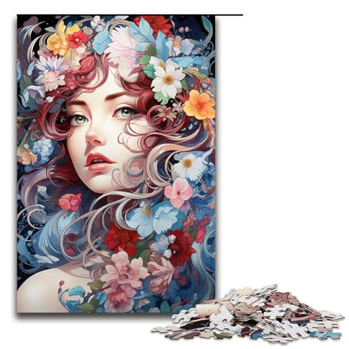1000 teiliges Puzzle für Erwachsene Blumen und Mädchen zum Entspannen intellektuelles Lernspielzeug Geschenkideen 75 x 50 cm von QSYFNBZL