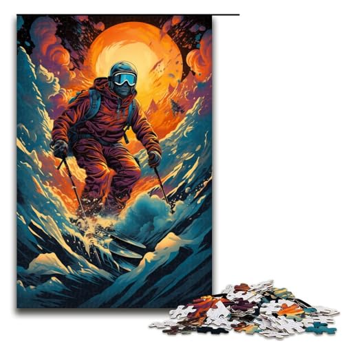 1000 teiliges Puzzle für Erwachsene Bunte Psychedelia für Skifahrer Puzzle für Kinder Holzpuzzle Lernspiel für Erwachsene 75 x 50 cm von QSYFNBZL