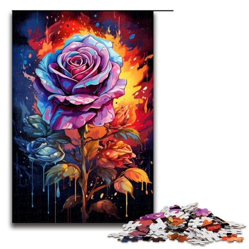 1000 teiliges Puzzle für Erwachsene Bunte Rosen Puzzle für Lernspiele Herausforderung Spielzeug Kunstwerk Geschenk 75 x 50 cm von QSYFNBZL
