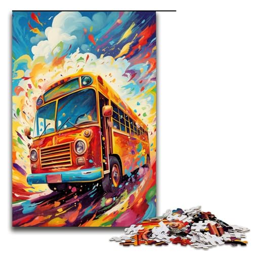 1000 teiliges Puzzle für Erwachsene Der Bus ist von Spritzern umgeben viele Bunte Wolken DIY Puzzle Spielzeug tolle Geschenke zu Weihnachten für Teenager ab 14 Jahren 75 x 50 cm von QSYFNBZL