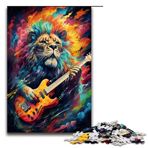 1000 teiliges Puzzle für Erwachsene Der Löwe spielt Gitarre Puzzle für Lernspiele Herausforderung Spielzeug Kunstwerk Geschenk 1000 Teile von QSYFNBZL