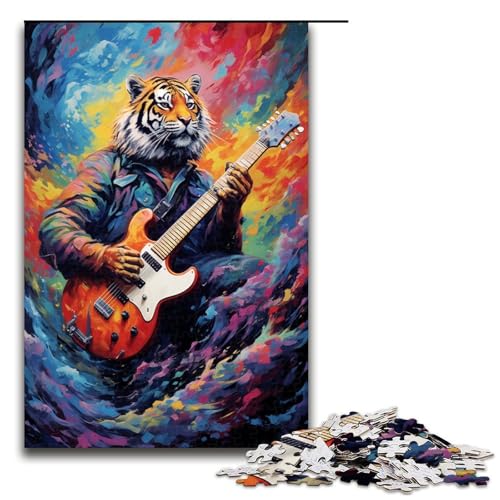 1000 teiliges Puzzle für Erwachsene Der Tiger spielt Gitarre Puzzle für Lernspiele Herausforderung Spielzeug Kunstwerk Geschenk 1000 Teile von QSYFNBZL