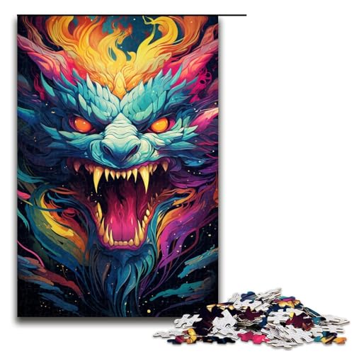 1000 teiliges Puzzle für Erwachsene Drachengott farbenfroh psychedelisch dekomprimierend intellektuell pädagogisches Spielzeug Geschenkideen 75 x 50 cm von QSYFNBZL