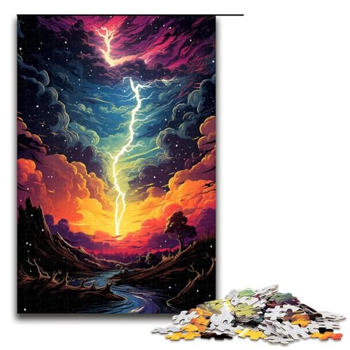1000 teiliges Puzzle für Erwachsene Fantasie Farbiger Blitz Lernpuzzle Lernspiel für Geburtstag und Weihnachten 75 x 50 cm von QSYFNBZL