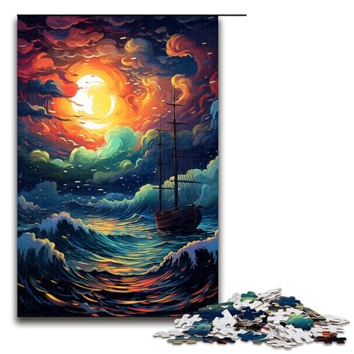 1000 teiliges Puzzle für Erwachsene Fantasie Segelboot bei Sonnenuntergang Puzzle für Lernspiele Herausforderung Spielzeug Kunstwerk Geschenk 75 x 50 cm von QSYFNBZL