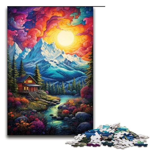 1000 teiliges Puzzle für Erwachsene Fantasie Sonnenuntergang Berge Familienaktivität Puzzle Familienspiel Stressabbau schwieriges Herausforderungspuzzle 75 x 50 cm von QSYFNBZL