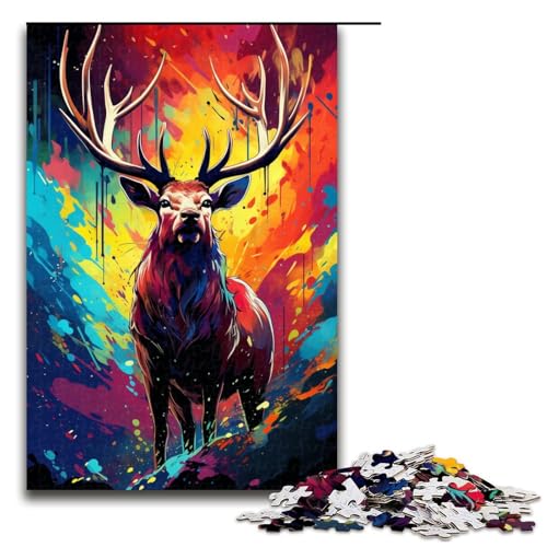 1000 teiliges Puzzle für Erwachsene Farbmalerei eines Elchpuzzles praktisches Spiel 75 x 50 cm 1000 teiliges Puzzle für Erwachsene Farbmalerei eines Elchpuzzles praktisches Spiel 75 x 50 cm von QSYFNBZL